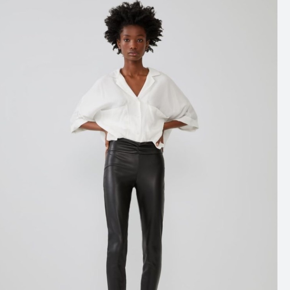 NWT Zara Black Faux Leather Pull on Side Zip Jegging Pants Size XS